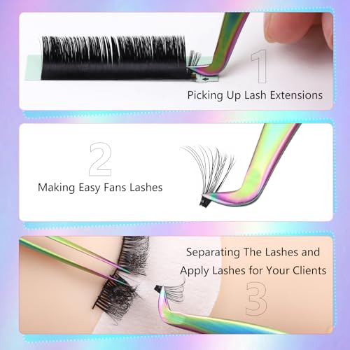 EMEDA L Curved Eyelash Extension Tweezers with Fiber Tip Stainless Steel