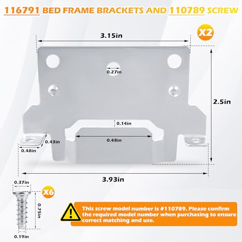 Bed Frame Mounting Plate Replacement for IKEA 116791 & 110789, 2 Pack