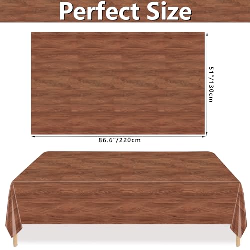 Rustic Brown Wood Tablecloths - 2 Pack for Western Party Decor