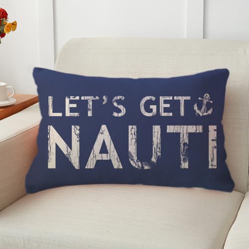 Nautical Anchor Throw Pillow Cover - Coastal Beach Decor 12x20