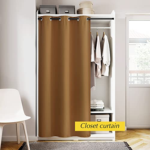 NICETOWN Thermal Insulated Blackout Door Curtain - 42" W x 80" L, Gold Brown