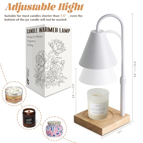 White 10.6-Inch Electric Candle Warmer Lamp with Timer & 4-Level Dimmer