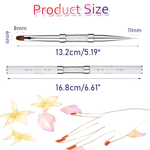 GIVEDOUA 2PCS Dual-End Nail Art Brushes for Builder Gel & French Manicure