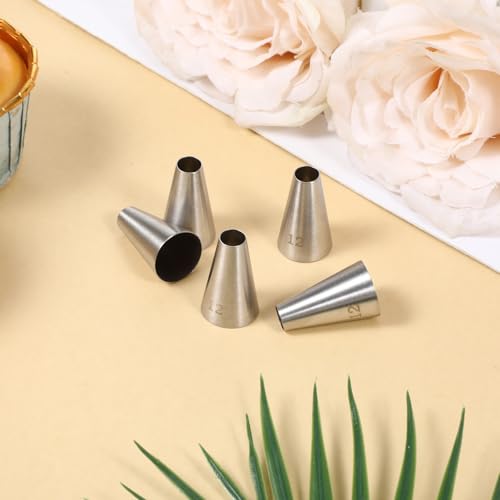 DOPENSPI 5 Pcs Large Round Piping Tips #12 - Stainless Steel Cake Decorating Set