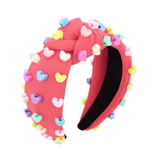 Amariver Heart Knotted Headband – Pink Beaded Hair Accessory for Women & Girls