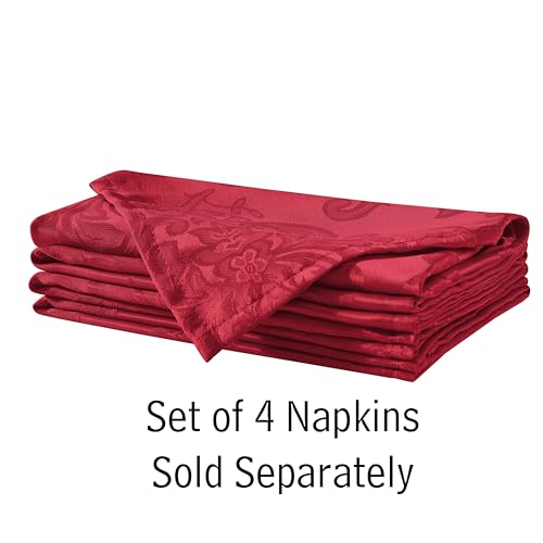 17x17 Red Damask Fabric Napkins Set of 4 - No Iron, Soil Resistant, Holiday Dinnerware