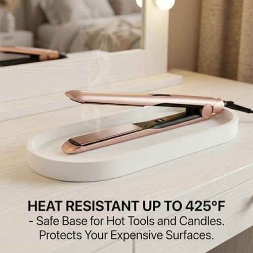 Silicone Bathroom Vanity Tray - Oval Sink Organizer for Soap & Accessories