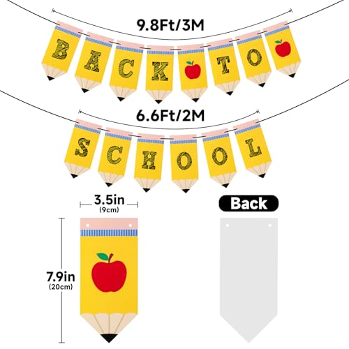 jijAcraft Pre-Strung Back to School Banner - Yellow Pencil & Apple Garland