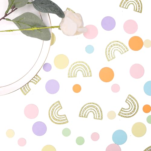 Rainbow Confetti Decorations - 240 PCS Pastel Party Decor