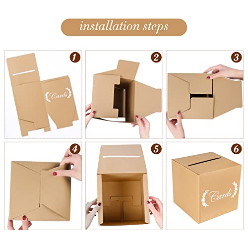 Kraft Wedding Card Box - Rustic Reception Gift Card Holder - 7.9"