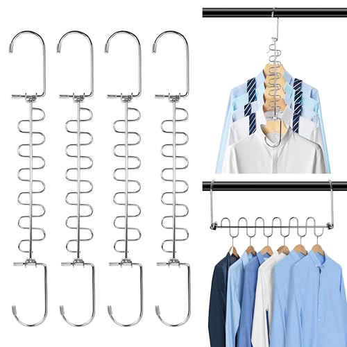 Chicwe 4 Pack S-Type Stainless Steel Space Saving Closet Hangers