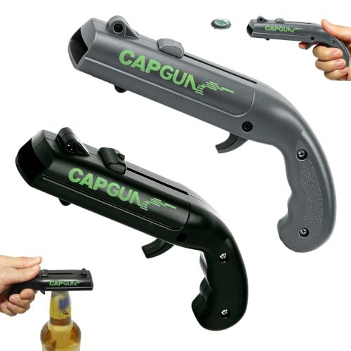 Cap Gun Bottle Opener 2-Pack - Black & Gray Launcher Shooting Gadget