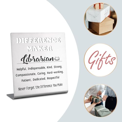 Difference Maker Stainless Steel Desk Sign | Librarian Appreciation Gift
