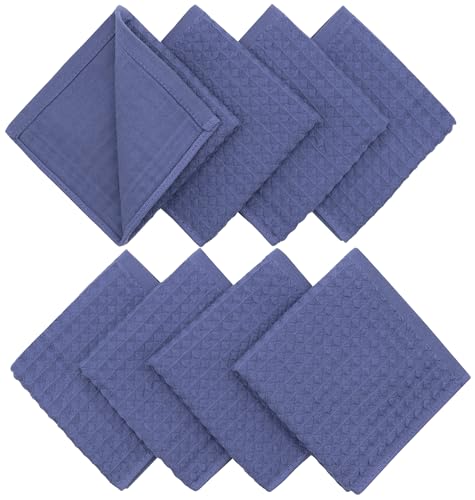 Cotton Kitchen Washcloths - 8 Pack, 12x12in, Absorbent Dish Rags