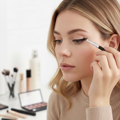 9Pcs Eyeliner Brush Set Ultra Thin Angled Fine Point Eyebrow Brushes Synthetic