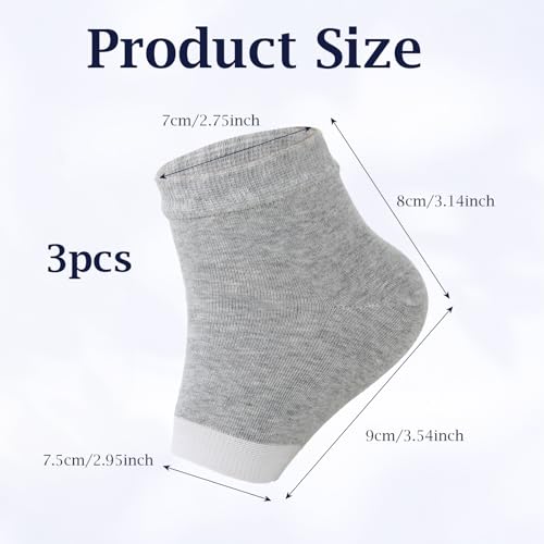 Moisturizing Heel Socks 3 Pairs - Toeless Gel Socks for Dry Cracked Feet & Spa Care