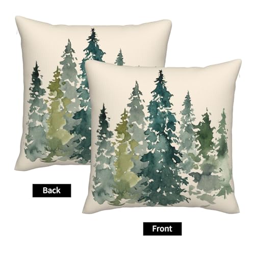 Christmas Blue Green Tree Throw Pillow Covers - Set of 2, 20x20 Inch