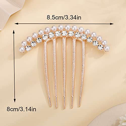 Missgrace Luxury Gold Crystal Rhinestone & Pearl Wedding Hair Comb