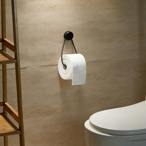 Rope Toilet Paper Holder - Wall-Mounted Matte Black Dispenser