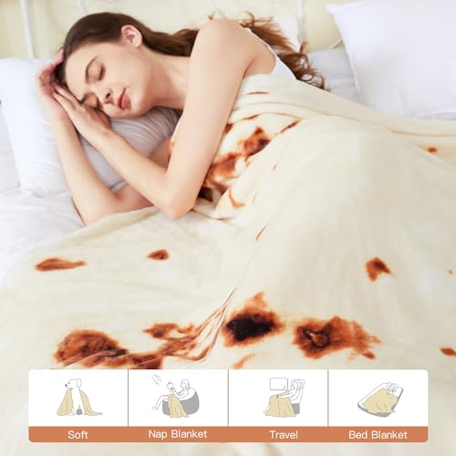 Admitrack 47in Beige Burrito Blanket - Soft Flannel Throw Gift