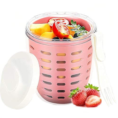 20oz BPA-Free Fruit Salad Storage Container with Fork & Lids