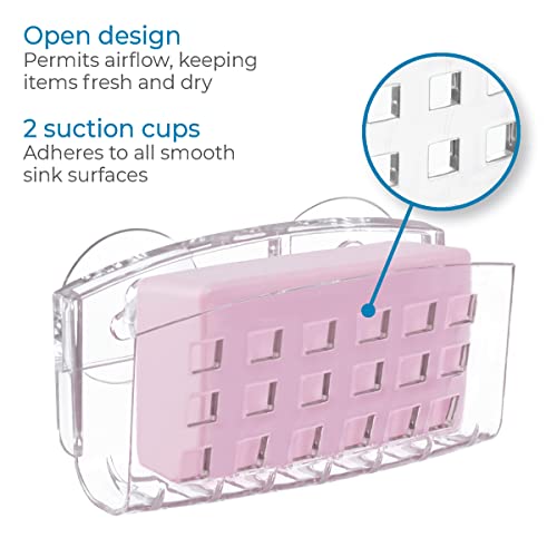 iDesign Large Kitchen Sink Suction Holder – Clear, Durable Sink Organizer