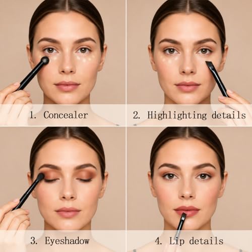 KuuGuu 6 PCS Dual Ended Hairline Powder Brushes & Makeup Brush Set
