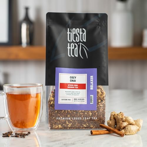 Tiesta Tea Cozy Chai Rooibos, Loose Leaf Spiced Herbal Tea, 200 Cup Pouch