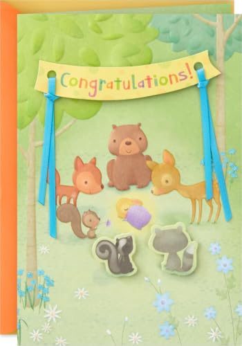 Hallmark Baby Shower Card for New Parents Animals in the Woods Welcome Baby Congratulations Gender Reveal