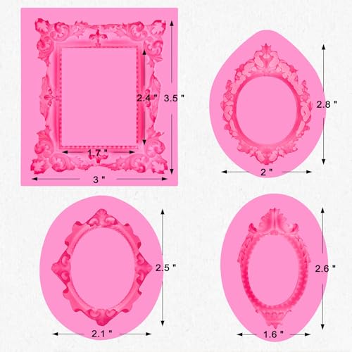 JOERSH Baroque Photo Frame Silicone Fondant Molds, 4-Piece Set