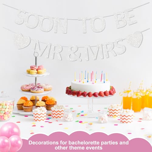 Pre-Strung Mr & Mrs Glitter Banner - Engagement & Bridal Shower Decor