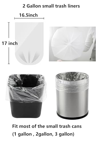 2 Gallon Clear Trash Bags - Thick & Unscented Garbage Bags, 100 Count