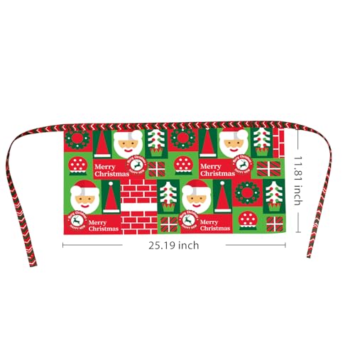 Cute Christmas Tree Waist Apron with Santa Claus Design - Waterproof Half Apron