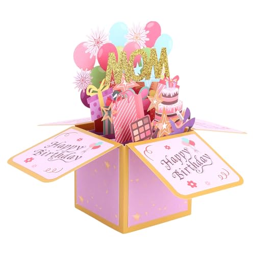 Gosknor 3D Happy Birthday Pop Up Card for Mom with Envelope