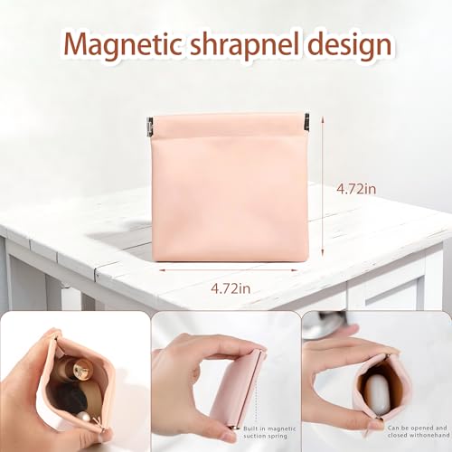 4-Pack Leather Squeeze Cosmetic Bag Small Travel Makeup Pouch