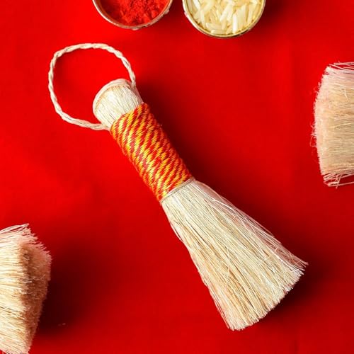 Small Handmade Banana Broom for Hindu Puja Rituals - Eco-Friendly