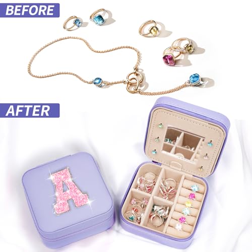 Uygafly Lavender Travel Jewelry Case for Girls - Compact & Stylish Gift