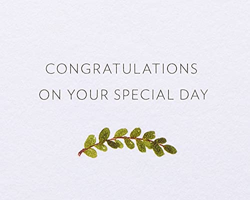 Papyrus Baptism Card - Foliage Design with Silver Cross Charm
