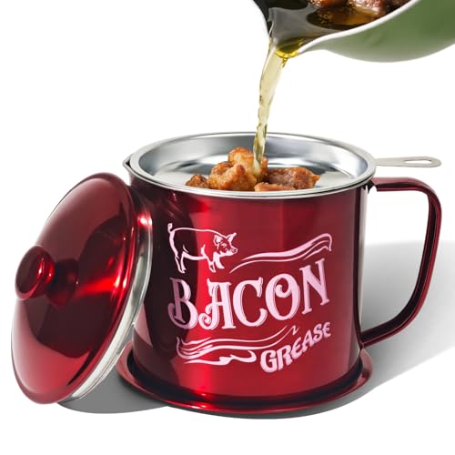 1.3L Bacon Grease Saver Container with Strainer - Red
