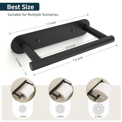 304 Stainless Steel Toilet Paper Holder - Wall Mounted Double Post, Black
