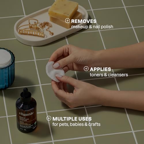 Cliganic Premium Cotton Rounds for Face 100 Count Makeup Remover Pads