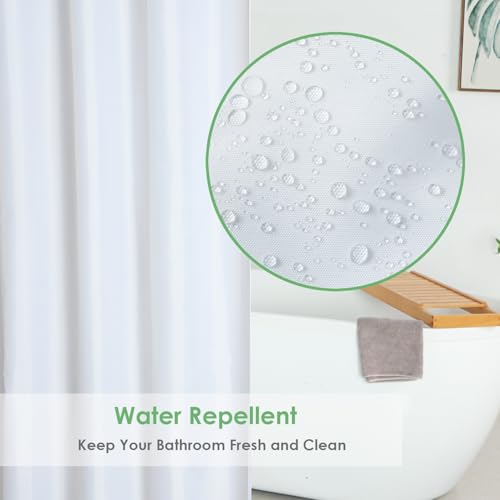 36" x 72" White Fabric Shower Curtain Liner - Machine Washable, Water Repellent