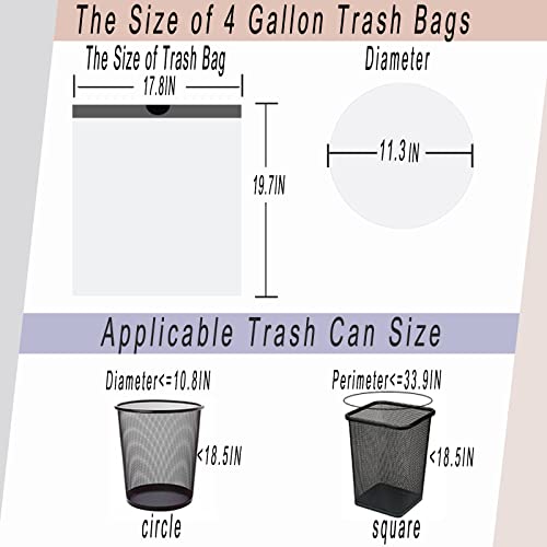 Aocoer 4 Gallon Drawstring Trash Bags, 15L Small Garbage Bags - 72 Count