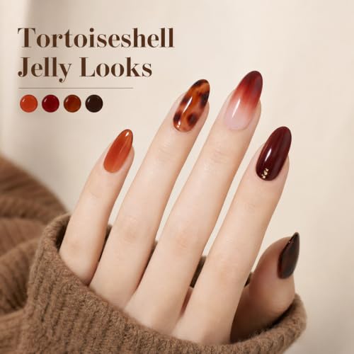 Beetles Jelly Tortoise Fall Gel Nail Polish Set - 6 Transparent Colors