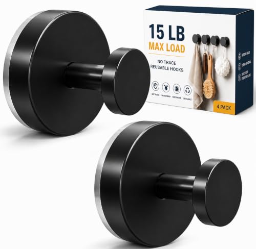 KORCCI Suction Cup Hooks - Waterproof 15LB Capacity, 2 Pack