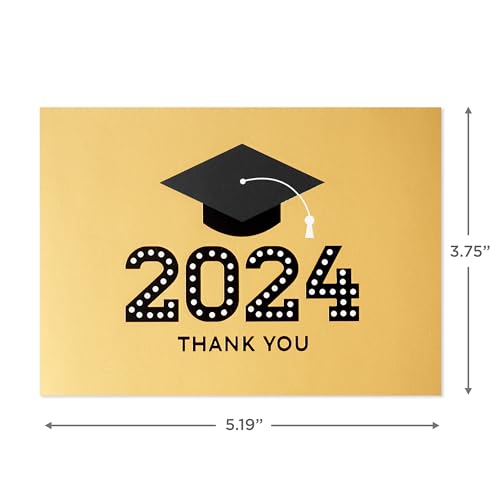 Hallmark Class of 2024 Graduation Thank You Cards - 40 Pack Gold Foil