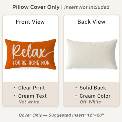 PANDICORN Faux Linen Decorative Throw Pillow Cover, 12x20 Inch, Orange