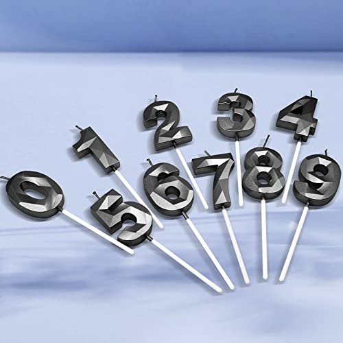 Black 3D Diamond Number 70 Birthday Candles - 2 Pack