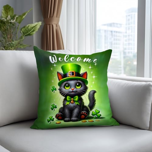 St. Patrick's Day Cat Paw Pillow Covers - Set of 2, 18x18 Inch