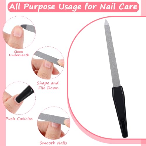 Metal Nail Files 6-Pack - Stainless Steel Double-Sided Emery Boards